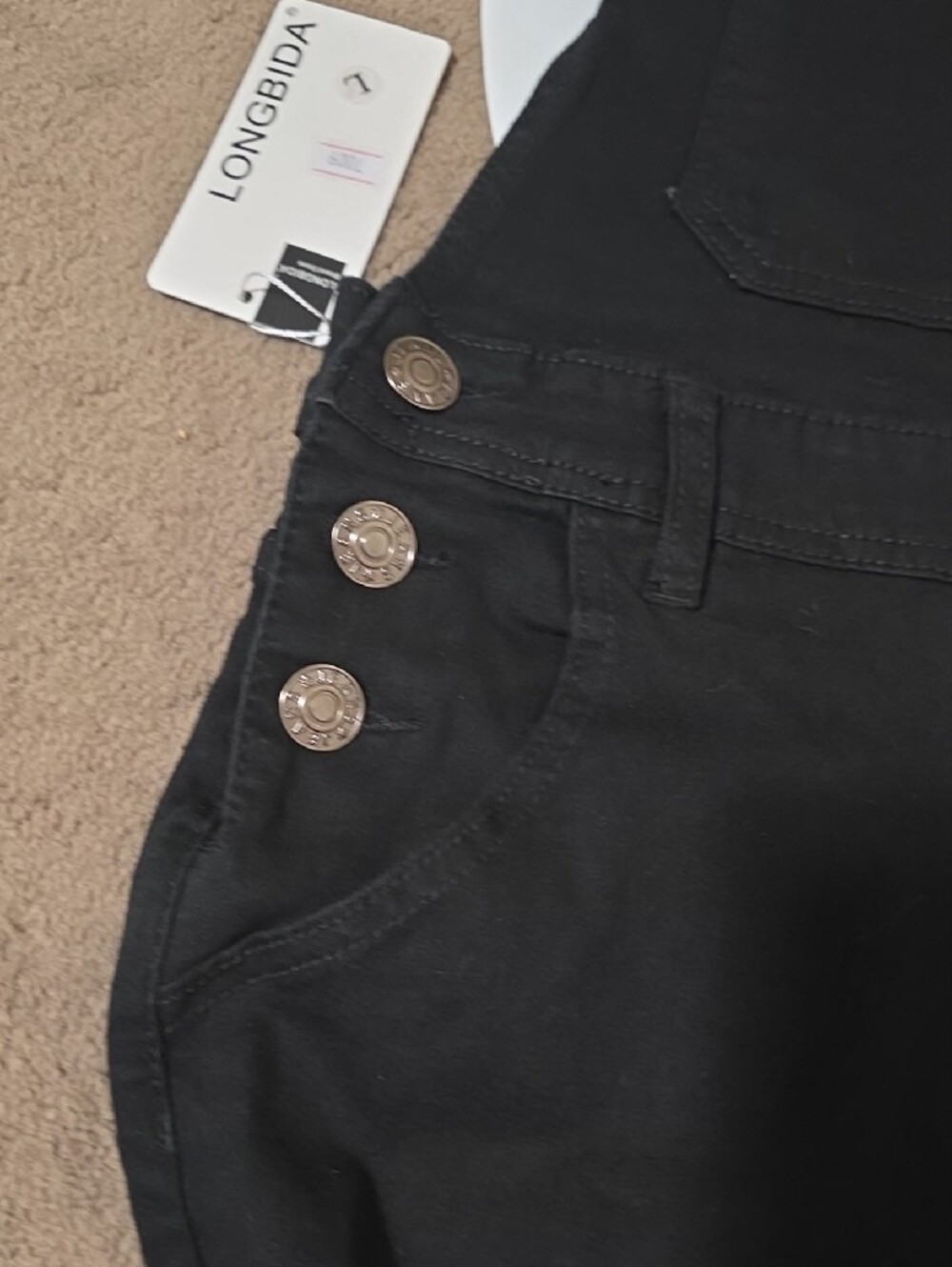 Women's Black Denim Overalls Jeans - Picture 2 of 10